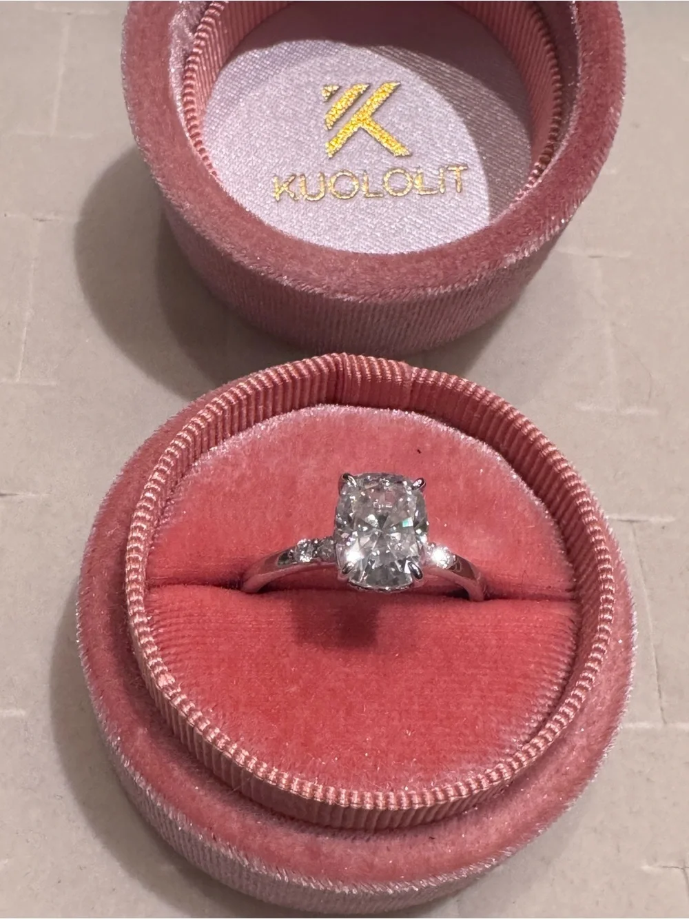 3 ct Kuololit Moissanite elongated cushion cut ring size 8 - Picture 1 of 14